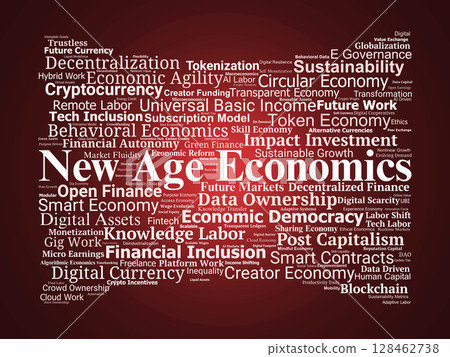 New Age Economics Word Cloud. Exploring Emerging Systems in a Digital Global Economy New Age Economics Word Cloud. Exploring Emerging Systems in a Digital Global Economy 128462738