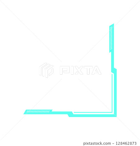 Y2K retro HUD frame. Abstract digital element with flat shape and futuristic icon. Aesthetic design for 90s inspired projects, cool decoration, or trendy posters. 128462873