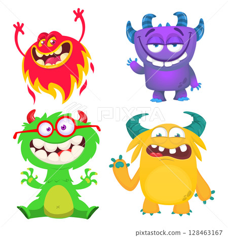 Cute cartoon Monsters. Set of cartoon monsters: goblin, ghost, troll, monster, yeti and alien . Halloween design. Vector illustration isolated Cute cartoon Monsters. Set of cartoon monsters: goblin, ghost, troll, monster, yeti and alien . Halloween design. Vector illustration isolated 128463167