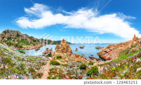 Unbelivable  view of popular travel destination Costa Paradiso. 128463251