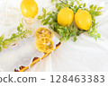 Lemon cake with icing 128463383
