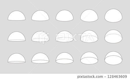 一組不同角度的半球 幾何向量圖解 一組不同角度的半球 幾何向量圖解 128463609
