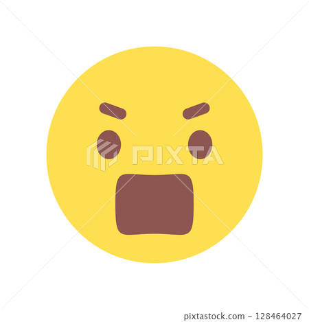 非常憤怒的表情符號 - 反對、抗議、打架、騷擾等的簡單圖像素材。 128464027