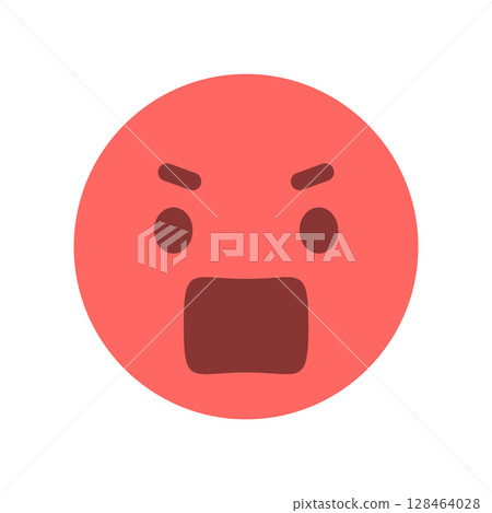 A very angry emoji with a bright red face - a simple image for opposition, protest, fighting, harassment, etc. 128464028