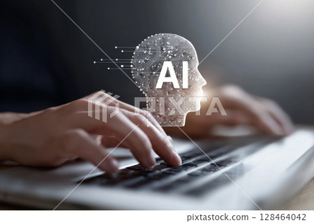 Artificial intelligence represents the fusion of human thinking and machine learning through digital technology. 128464042
