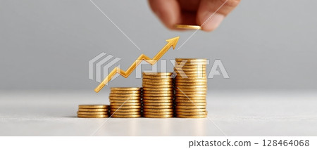 Concept of financial success through profit growth, investment return, capital increase, and wealth accumulation in strategic planning Concept of financial success through profit growth, investment return, capital increase, and wealth accumulation in strategic planning 128464068