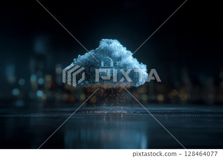 The cyber cloud online security protection data is a new business privacy concept. 128464077