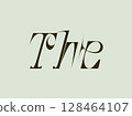 Elegant distorted serif typography art with abstract slicing effect spelling The in bold stylized fashion on pastel background modern minimal design perfect for branding and editorial use 128464107