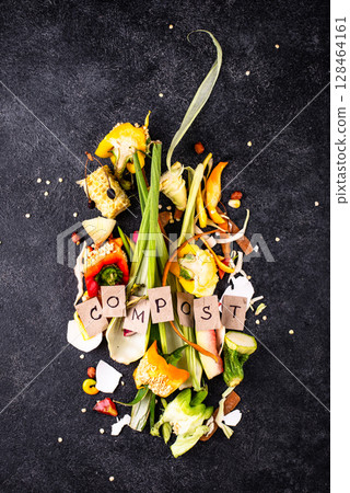 Vegetable waste for making compost. Zero waste concept 128464161