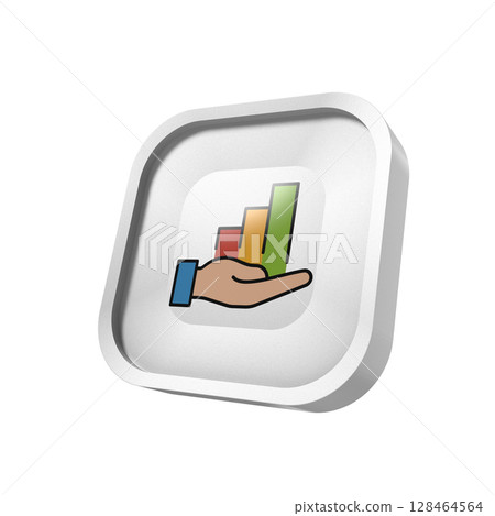 Hand holding a chart icon app in transparent background Hand holding a chart icon app in transparent background 128464564