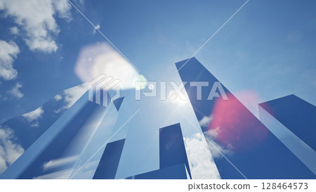 futuristic architecture with blue sky and building  128464573