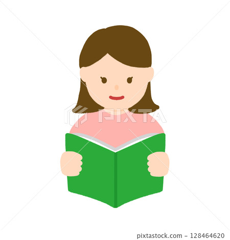 Illustration of a woman reading a book 128464620