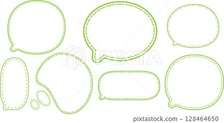 A simple speech bubble set with green dashed lines. Easy to use. 128464650
