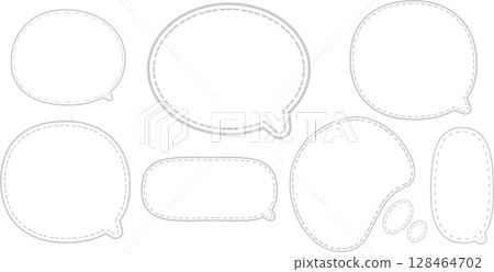 A grey, easy-to-use speech bubble set with dashed lines inside. 128464702