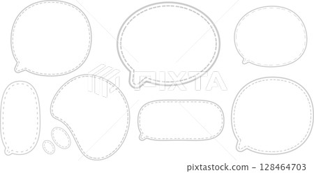 A grey, easy-to-use speech bubble set with dashed lines inside. 128464703