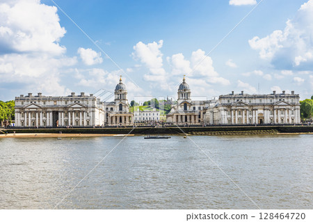 Old Royal Naval College from River Thames, Historic Greenwich London Landmark Old Royal Naval College from River Thames, Historic Greenwich London Landmark 128464720