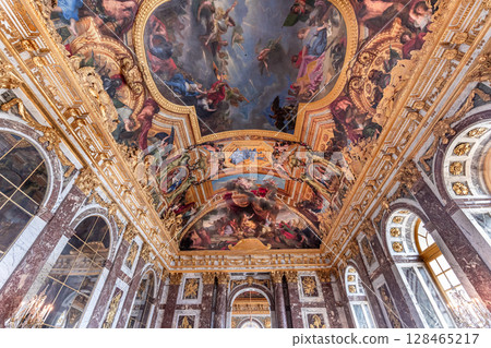 Ceilings decors of hall of mirrors, Versailles, France 128465217