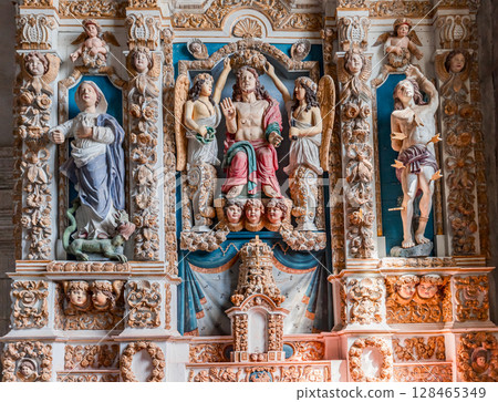 Parish close church of Commana, finistere, brittany, france 128465349