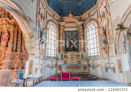 Parish close church of Commana, finistere, brittany, france 128465355