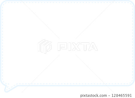 A long, horizontal speech bubble in blue with a dashed line of the same color on the inside. A long, horizontal speech bubble in blue with a dashed line of the same color on the inside. 128465591