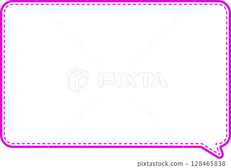 A rounded square speech bubble with a pink color and a pink dashed line inside. A rounded square speech bubble with a pink color and a pink dashed line inside. 128465838