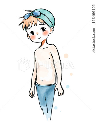 Cute swimmer cartoon vector illustration. 128466103