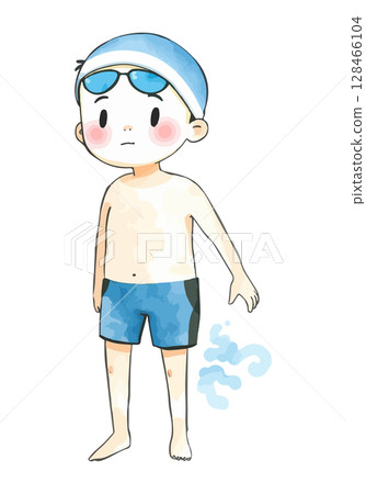 Cute swimmer cartoon vector illustration. Cute swimmer cartoon vector illustration. 128466104