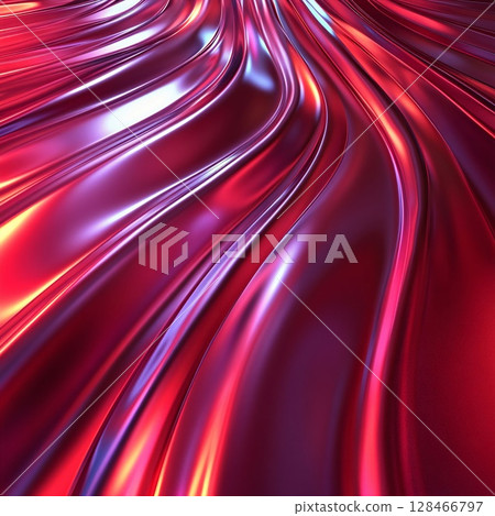 Abstract glossy red-pink flowing waves. Generative AI Abstract glossy red-pink flowing waves. Generative AI 128466797