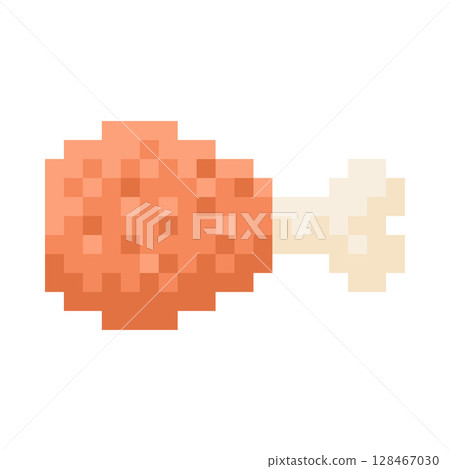 Chicken leg pixel art vector icon, cartoon fried, grilled hen meat, fast food, junk snack 8 bit retro video game asset Chicken leg pixel art vector icon, cartoon fried, grilled hen meat, fast food, junk snack 8 bit retro video game asset 128467030