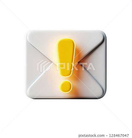 Urgent email alert symbol, 3d rendered envelope with yellow exclamation mark, important notification isolated Urgent email alert symbol, 3d rendered envelope with yellow exclamation mark, important notification isolated 128467047