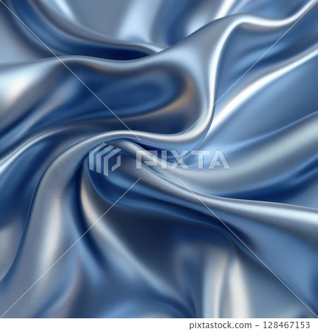 Twisted light blue satin fabric with soft shine. Generative AI 128467153