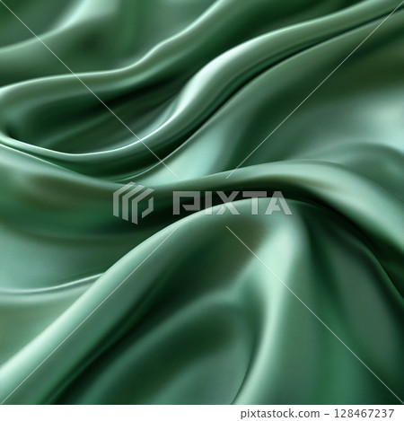Dark Green Silk Texture. Generative AI 128467237