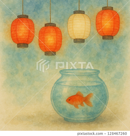 Summer festival lanterns and goldfish bowl 128467260