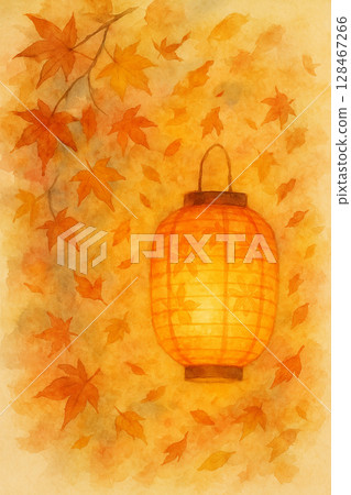 Autumn leaves fluttering in the air 128467266