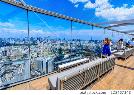 Summer sky seen from the observation deck at Shibuya Scramble Square in Shibuya Ward, Tokyo Summer sky seen from the observation deck at Shibuya Scramble Square in Shibuya Ward, Tokyo 128467348