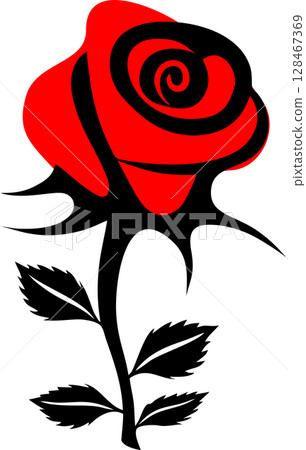 simple black and red graphic drawing flower rose, logo, design simple black and red graphic drawing flower rose, logo, design 128467369