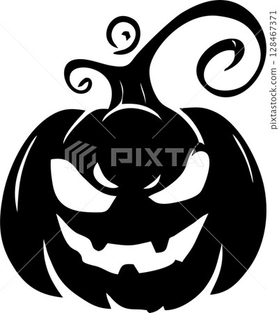 simple graphic drawing of Halloween pumpkin, black silhouette, logo, design 128467371
