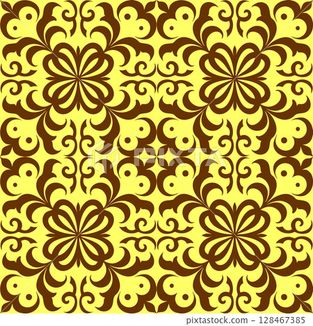 simple seamless abstract brown and yellow pattern, texture 128467385