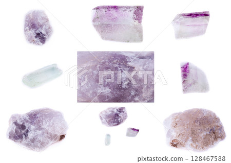 Collection of stone mineral Fluorite Collection of stone mineral Fluorite 128467588
