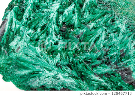 Macro mineral stone plisoviy, plush, satin malachite on a white background Macro mineral stone plisoviy, plush, satin malachite on a white background 128467713