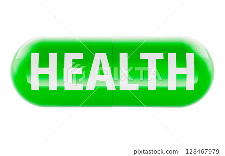 Health, green capsule. 3D rendering Health, green capsule. 3D rendering 128467979