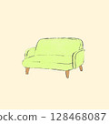 黃綠色雙人沙發 128468087