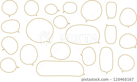 Orange and brown speech bubble set. Hand-drawn line drawing. There are many types to choose from. Orange and brown speech bubble set. Hand-drawn line drawing. There are many types to choose from. 128468167