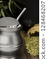 Stainless Yerba Mate Gourd with Bombilla and Loose Leaf 128468207