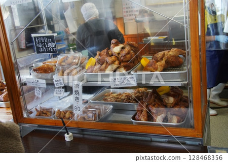 Whole roasted chicken for sale 128468356