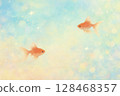 An elegant goldfish swimming coolly 128468357