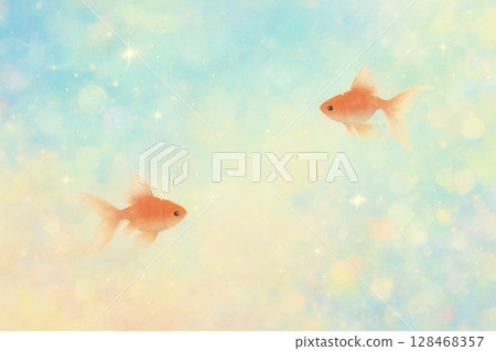 An elegant goldfish swimming coolly 128468357