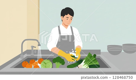 In pursuit of the best taste! A chef cooks with delicate hands 128468750