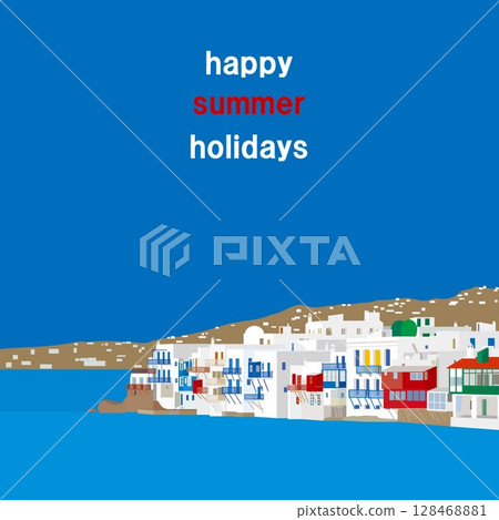 Mykonos Greece Happy Summer Holidays 128468881