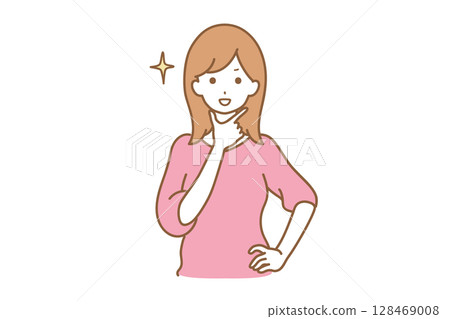 A woman with a flashing expression A woman with a flashing expression 128469008